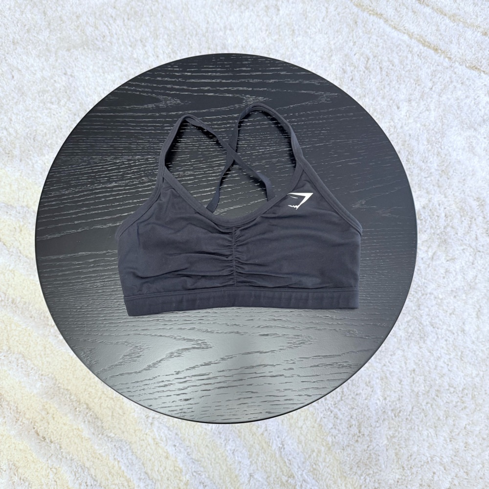 Gymshark Black Ruched Training Sports Bra